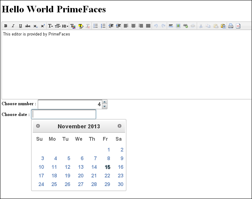PrimFaces Hello World Example Demo