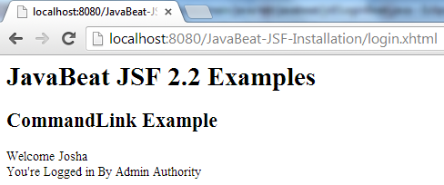 JSF 2 CommandLink Example 3