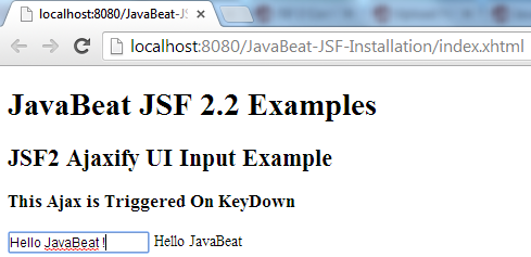 JSF 2 Ajaxify InputText Example