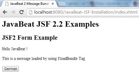 JSF 2 Message Bundle Example 2