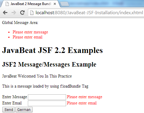 JSF 2 Message Example 3