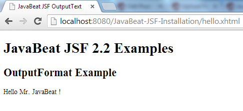 JSF 2 OutputFormat Example 2