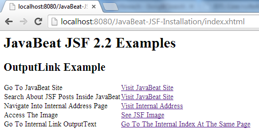 JSF 2 OutputLink Example 2