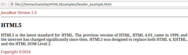 HTML5 Header