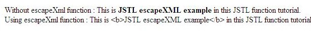 output of jstl function fn escapeXml