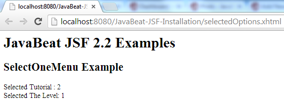 JSF 2 SelectOneMenu Example 2