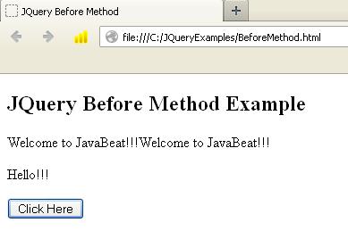 JQuery Before Method Example