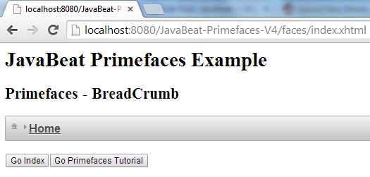 Primefaces - BreadCrumb Example 2