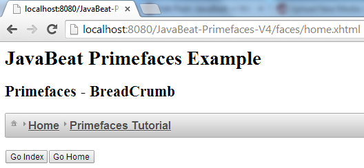 Primefaces - BreadCrumb Example 3