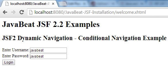 JSF 2 Conditional Navigation Example 3