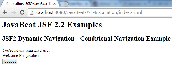 JSF 2 Conditional Navigation Example 4