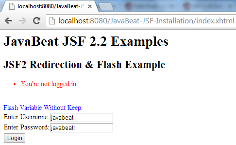 JSF 2 Flash Variable Example 4