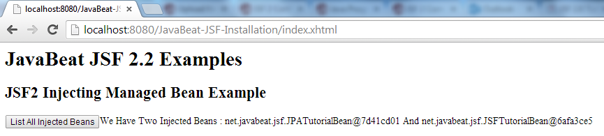 JSF 2 Injecting Managed Bean Example