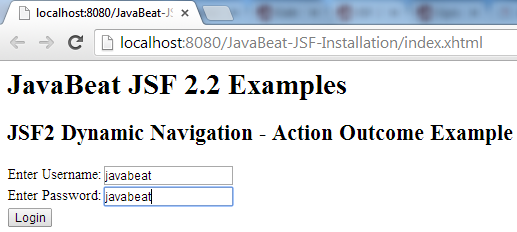 JSF 2 Dynamic Navigation Example 1