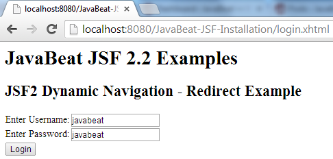 JSF 2 Redirection Navigation Example 4