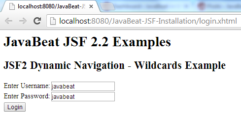 JSF 2 Wildcards Navigation Example 1