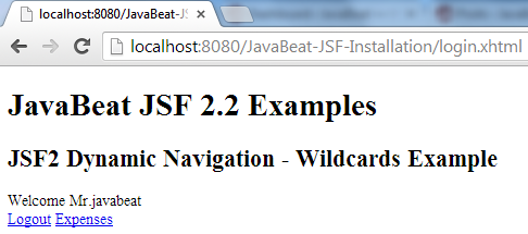 JSF 2 Wildcards Navigation Example 2
