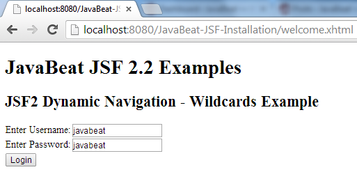 JSF 2 Wildcards Navigation Example 3