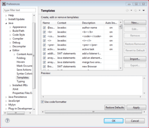 Eclipse Tips : How To Create Custom Code Template In Eclipse