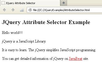 JQuery Attribute Selector 