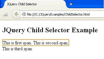 JQuery Child Selector Example