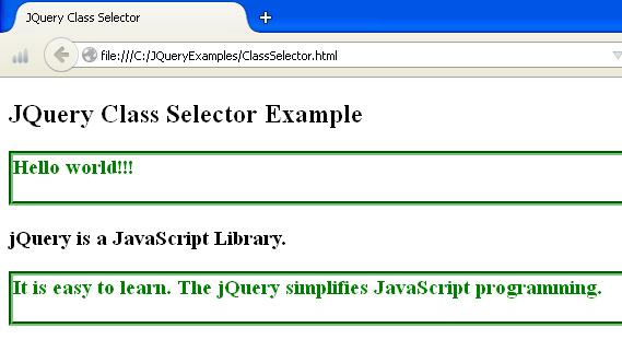 JQuery Class Selector Example