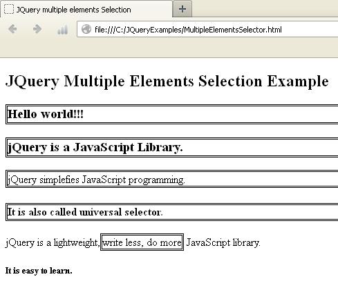 JQuery Multiple Elements Selector