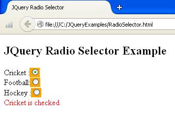 JQuery Radio Selector Example