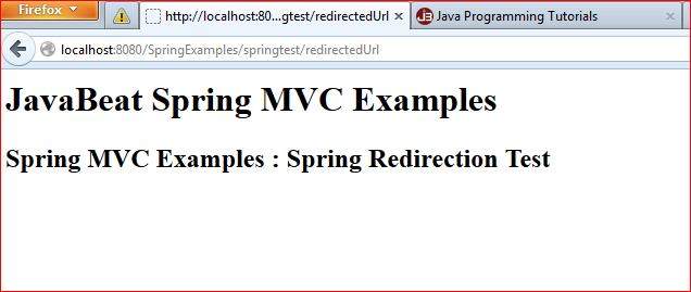 Spring MVC Redirection Example