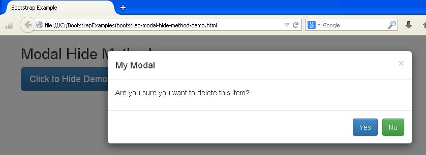 Bootstrap Modal Method Example
