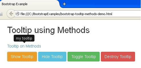 Bootstrap Tooltip using Methods Example