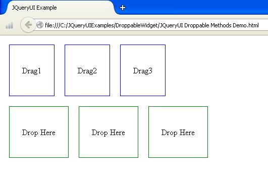 JQueryUI Droppable Methods Example