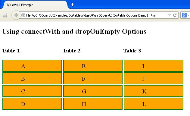 JQueryUI Sortable Options Example1