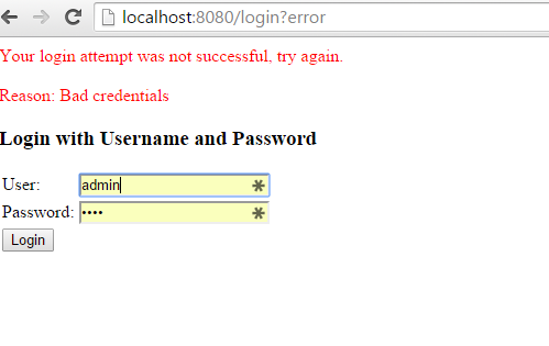 spring security login error