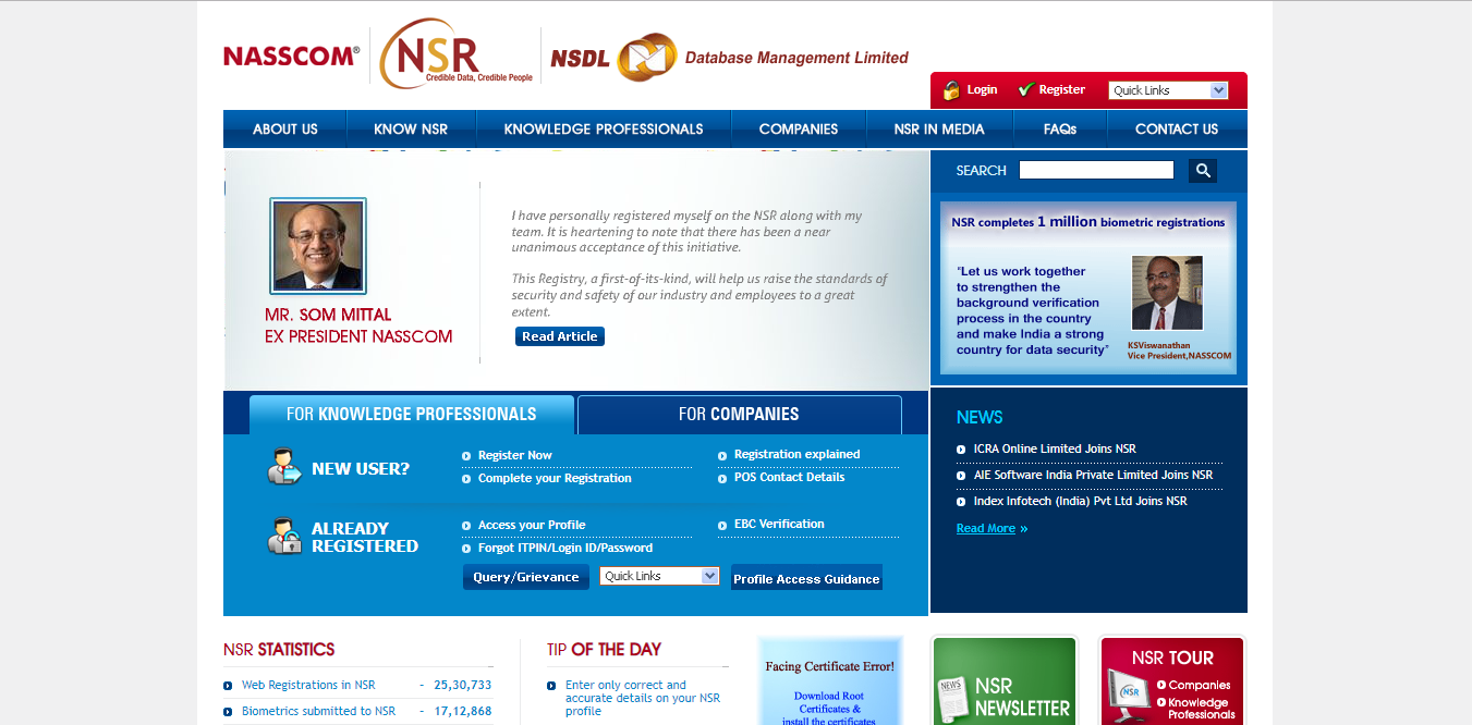 National Skills Registry Website